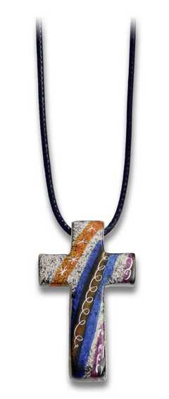 Halskette Speckstein "Kreuz" - blau