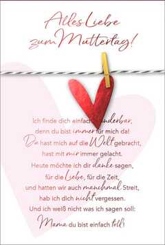 Faltkarte "Rotes Herz" - Muttertag