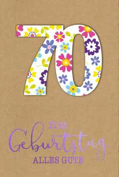 Faltkarte "70 Bunte Blüten" - Geburtstag