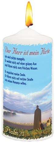 Foto-Kerze "Der Herr ist mein Hirte"-Small 12er Set Foto-Kerze "Der Herr ist mein Hirte"-Small 12er Set
