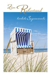 Faltkarte "Zum Ruhestand ..." Strandkorb – 5 Stück Faltkarte "Zum Ruhestand ..." Strandkorb – 5 Stück