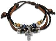Lederarmband Kreuz/Perlen Lederarmband Kreuz/Perlen